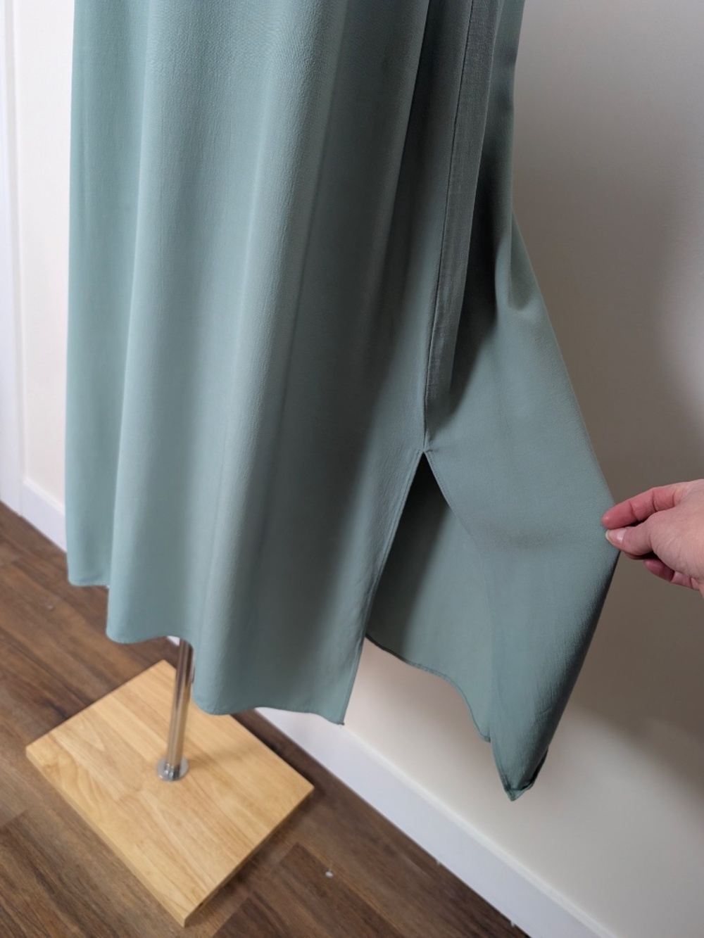 Eileen Fisher ELM Tencel Viscose Crepe Sundress Dress Size Large Seafoam Green - Picture 9 of 16